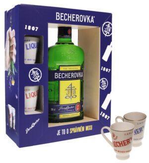 Jan Becher Becherovka + 2 porcelánové kalíšky  0